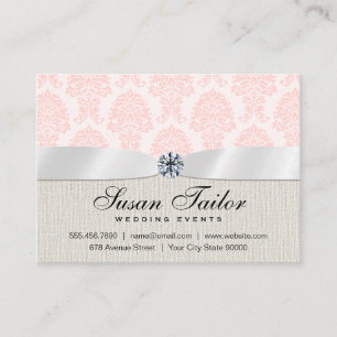 Cartão De Visita Eventos Clássicos   Luxuoso   Damask Rosa