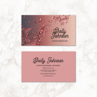 Cartão De Visita Eventos de Casamento do Barman - Esplash Vermelho