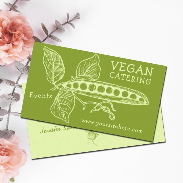 Cartão De Visita Eventos de Catering Vegan (Personalizáveis) (Criador carregado)