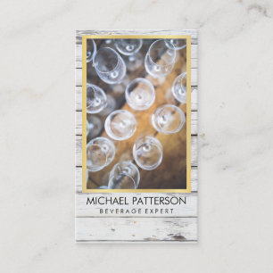 Cartão De Visita Eventos / Madeira Rústica / Copos de Vinho