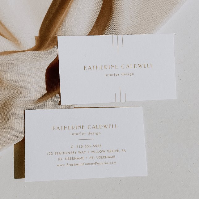 Cartão De Visita EVERLY Gold Art Deco Simple Geometric (EVERLY Gold Art Deco Simple Geometric Business Card)