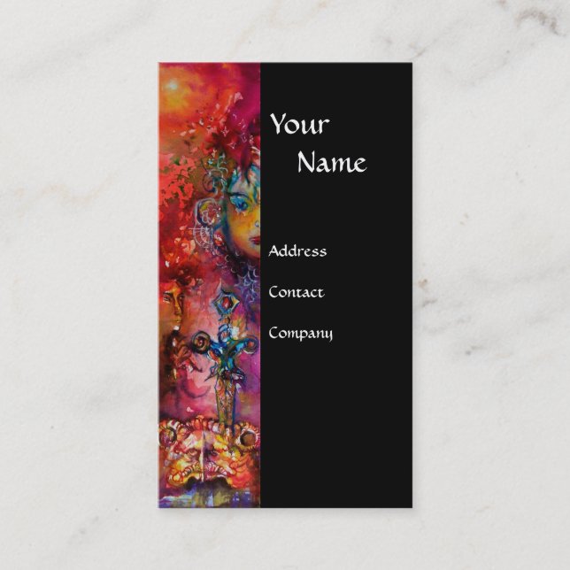 Cartão De Visita EXCALIBUR preto, roxo, fuchsia, vermelho, branco (Frente)