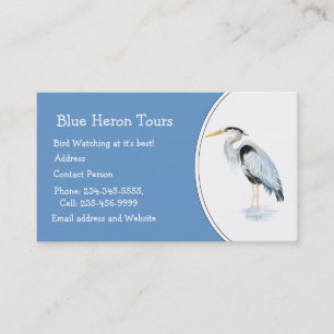 Cartão De Visita Excelente de Aquarelas Personalizado Azul Herão Bi