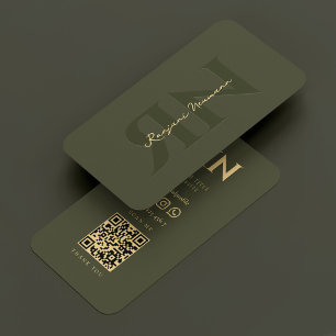 Cartão De Visita Exército do Monograma Notário Elegante Moderno Ver