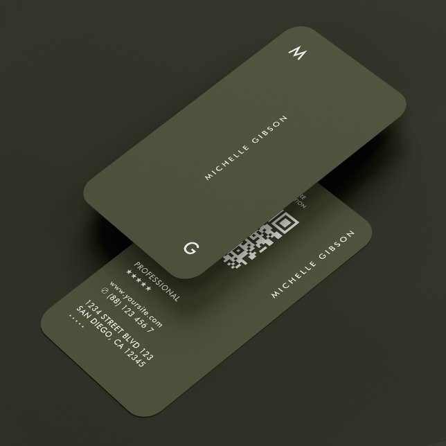 Cartão De Visita Exército Profissional Moderno Simples (Modern Logo Professional Army Green Simple Business Card
)