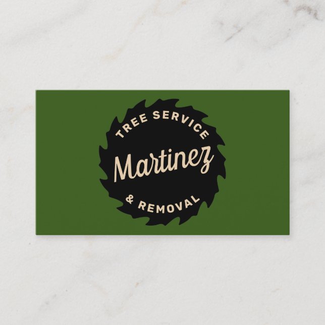 Cartão De Visita Exibição Circular do Serviço de Árvore e Remoção (Frente)