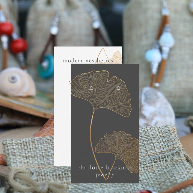 Cartão De Visita Exibição de Código QR de Folha de Gingko Moderna (Criador carregado)