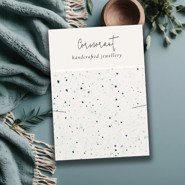 Cartão De Visita Exibição de Colar Azul Branco Espetado Chic (Criador carregado)