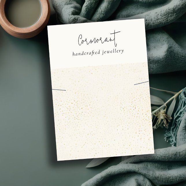 Cartão De Visita Exibição de Colar de Textura Branca Dourada Escrit (Criador carregado)