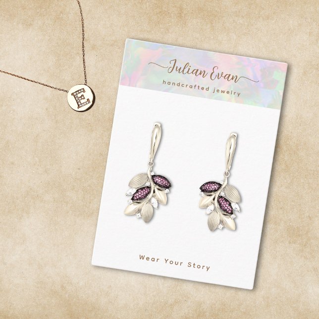 Cartão De Visita Exibição de Joias da Pedra Opal Shiny Holographic  (Shiny Holographic Aura Opal Stone Jewelry Display Business Card )