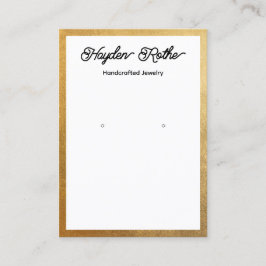 Cartão De Visita Exibição de Joias de Orelha Dourada e Branca
