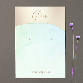 Cartão De Visita Exibição de Leitura de Script Dourada Aqua Blue Wa