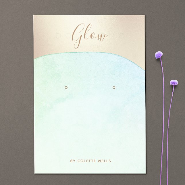 Cartão De Visita Exibição de Leitura de Script Dourada Aqua Blue Wa (Criador carregado)