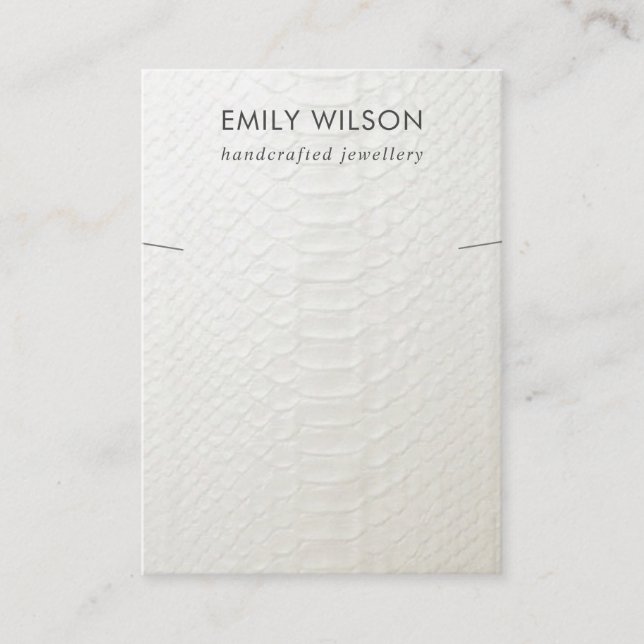 CARTÃO DE VISITA EXIBIÇÃO DE NECKLACE BRACELET DE TEXTURA BRANCA (Frente)