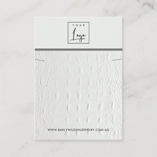 CARTÃO DE VISITA EXIBIÇÃO DE NECKLACE BRACELET DE TEXTURA BRANCA (Frente)