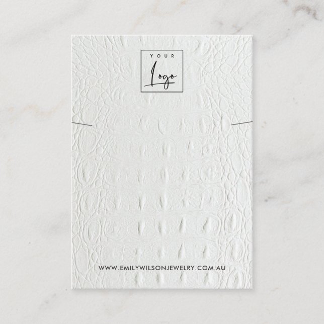 CARTÃO DE VISITA EXIBIÇÃO DE NECKLACE BRACELET DE TEXTURA BRANCA (Frente)