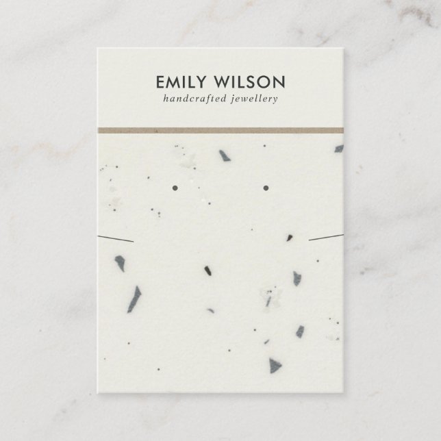 CARTÃO DE VISITA EXIBIÇÃO DE OUVIDO DA CINZA BRANCA CHIC TERRAZZO N (Frente)