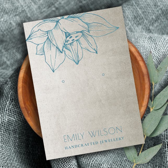 CARTÃO DE VISITA EXIBIÇÃO DE OUVIMENTO SIMPLES AZUL LOTUS TEAL PRAT (Criador carregado)