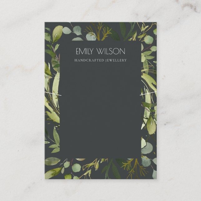 CARTÃO DE VISITA EXIBIÇÃO NECKLACE DE QUADRO DE FILA VERDE PRETA (Frente)