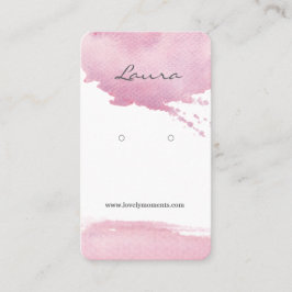 Cartão De Visita expositor de brincos de pincelada de aquarela rosa