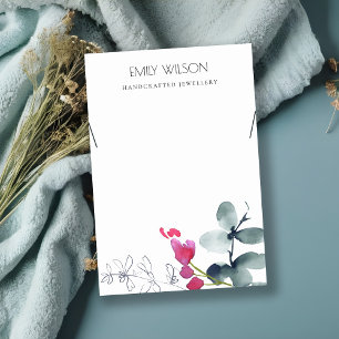 CARTÃO DE VISITA EXPOSITOR DE COLAR FAUNA PINQUE AZUL VERDE EUCALIP