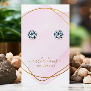 Cartão De Visita Expositor de Joias de Aquarela Rosa Bege Dourado c