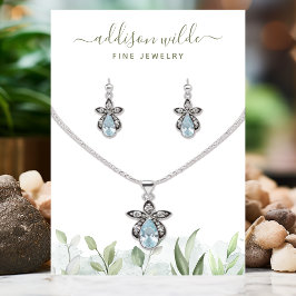 Cartão De Visita Expositor de Joias de Vegetação em Aquarela Rústic