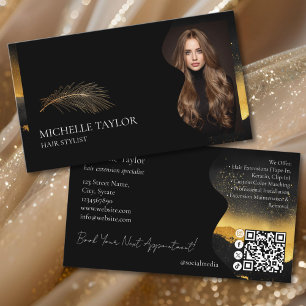 Cartão De Visita Extensão de Estilista de Cabelo Elegante de Luxo F