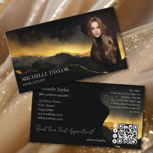Cartão De Visita Extensão de Estilista de Cabelo Elegante Luxuoso F