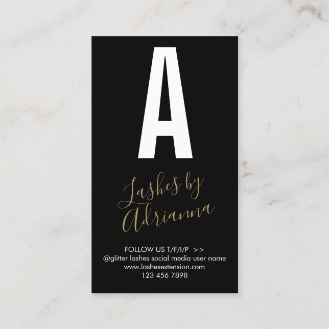 Cartão De Visita Extensão de Lash de Ativação do Ícone Dourado Pret (Frente)