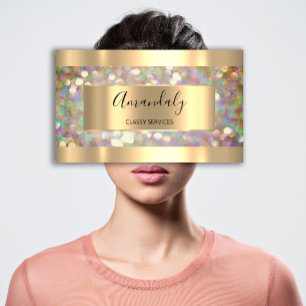 Cartão De Visita Extensão de Lashes Dourados do Artista Holográfico