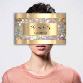 Cartão De Visita Extensão de Lashes Dourados do Artista Holográfico