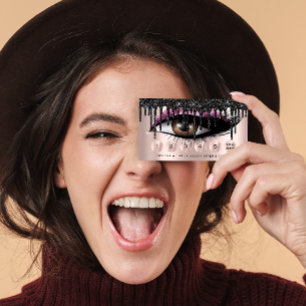 Cartão De Visita Extensão Eyelash de Makeup Pink de Lealdade 6