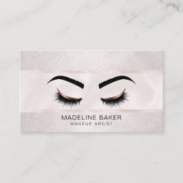 Cartão De Visita Extensão Eyelash do Artista de Makeup Dourado rosa
