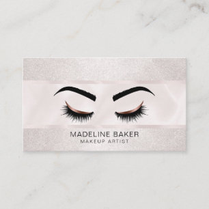 Cartão De Visita Extensão Eyelash do Artista de Makeup Dourado rosa