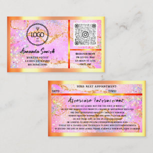 Cartão De Visita Extensão Eyelash Logotipo QRCode Hológrafo Glitter