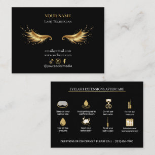 Cartão De Visita Extensões de Cílios Elegantes Cuidados Pós-Aplicaç