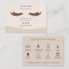 Cartão De Visita Extensões de Cílios Elegantes Cuidados Pós-Aplicaç