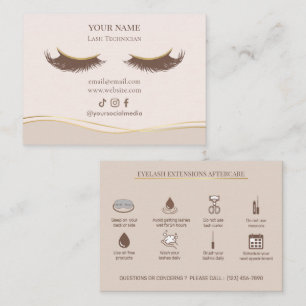 Cartão De Visita Extensões de Cílios Elegantes Cuidados Pós-Aplicaç