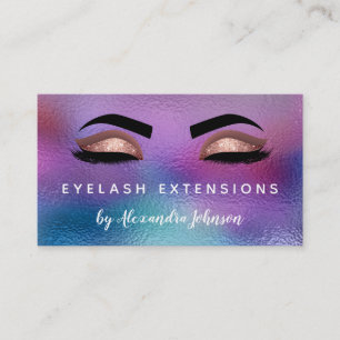 Cartão De Visita Extensões Dourados iridescentes Pastel da pestana