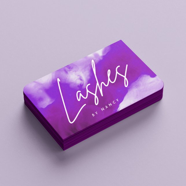 Cartão De Visita Extensões Eyelash de Lash de Fumaça Neon e Roxo (Criador carregado)