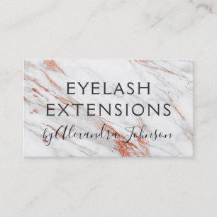 Cartão De Visita Extensões Eyelash de Marble Dourado, rosa e Rosa