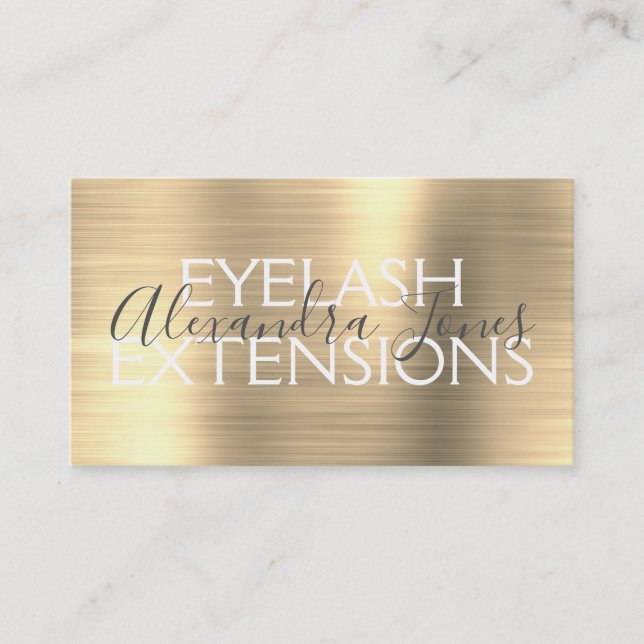 Cartão De Visita Extensões Eyelash de Metal Dourado de luxo (Frente)