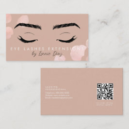 Cartão De Visita Extensões Eyelashes Minimalistas Salão cor-de-rosa