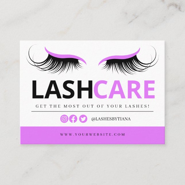 Cartão De Visita Extensões Lash Instruções pós-tratamento Ca comerc (Frente)
