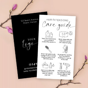 Cartão De Visita Extensões minimalistas de cabelo preto e branco ap