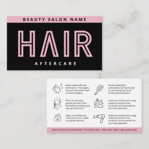 Cartão De Visita Extensões modernas de cabelo cor-de-rosa após tr