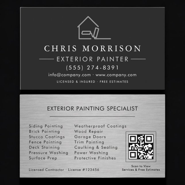 Cartão De Visita Exterior Painting QR Code Professional (Criador carregado)