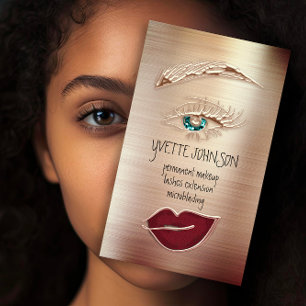 Cartão De Visita Eyelash azul Logotipo de Maquiagem de Ouro QR Códi
