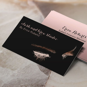 Cartão De Visita Eyelash & Brow Makeup Artista Rosa Gold Foil